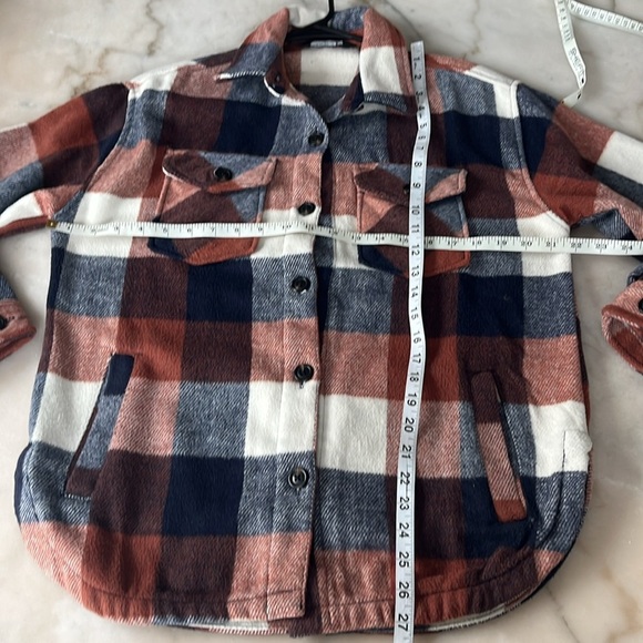 Members Mark Plaid SHACKET With Pockets Sz Small Brown Navy Multicolor - Picture 7 of 13